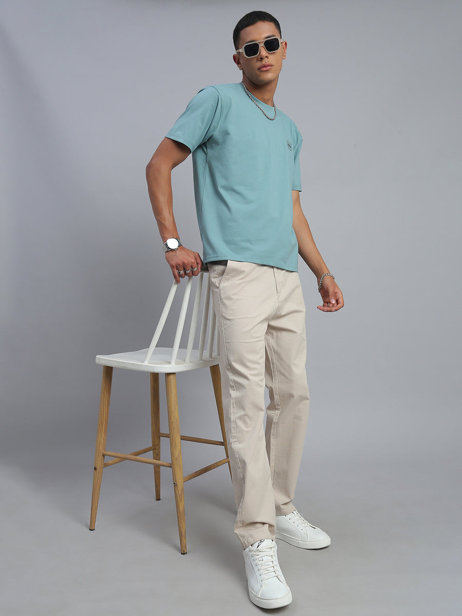 Cream Straight Fit Chinos Paint