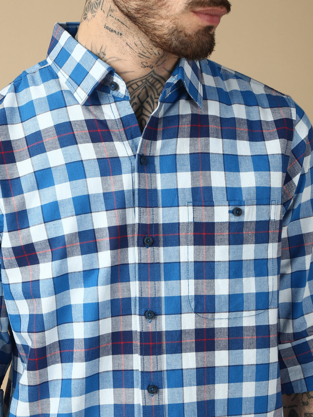 Checks Full Sleeve Relax Shirt With Pocket