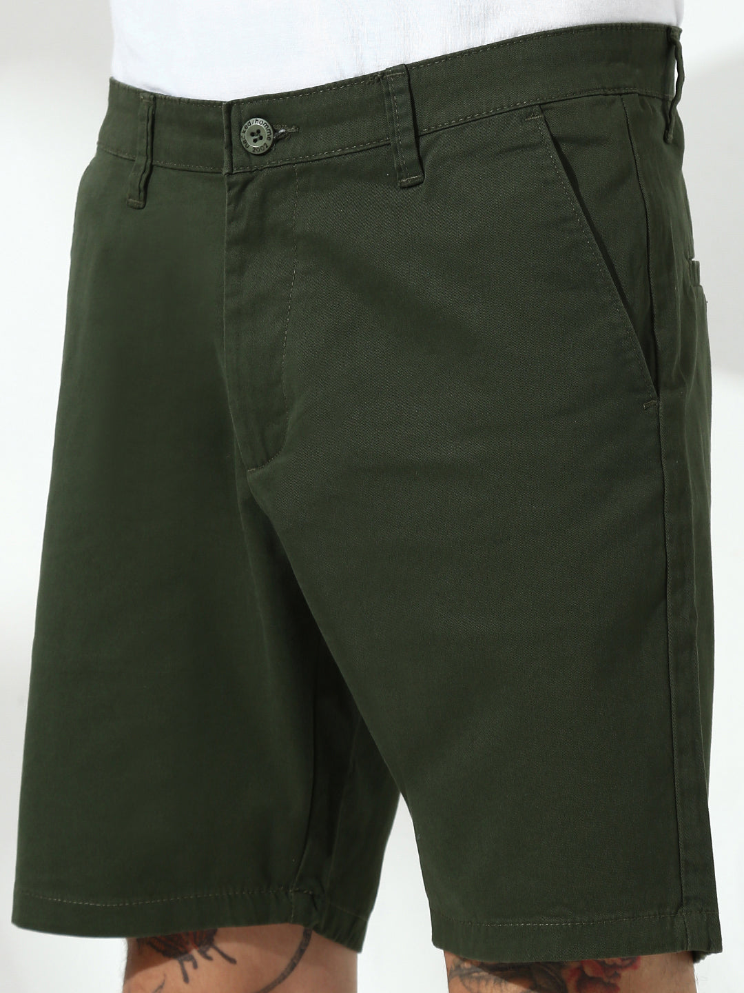 Olive Relax Fit Chinos Shorts