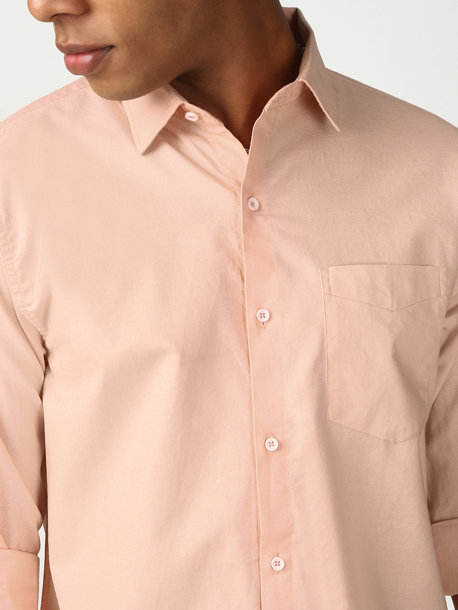 Orange Full Sleeve Slim Shirt With Pocket