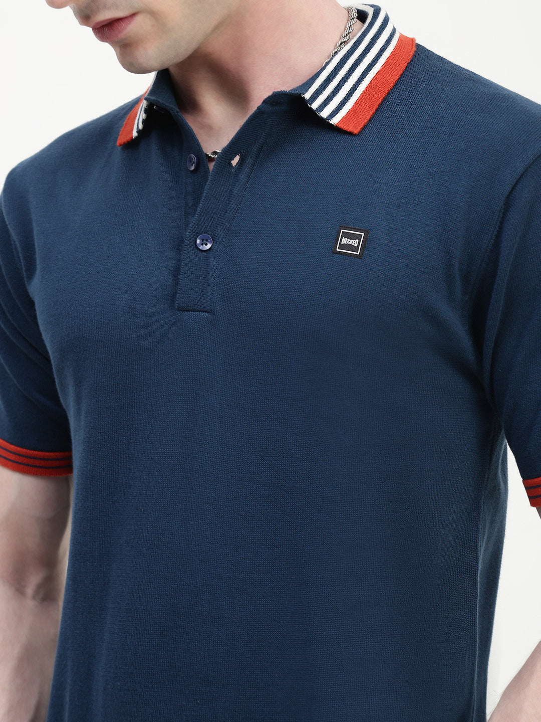 Navy Blue Polo Cotton T-Shirt