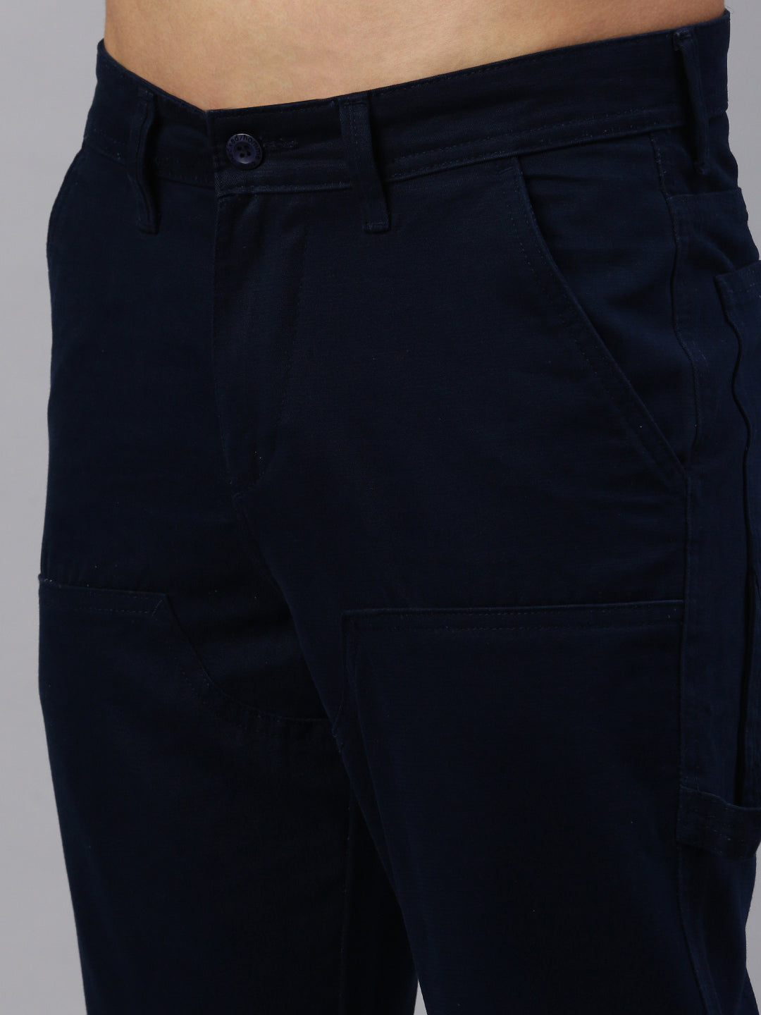 Navy Blue Straight Fit Men’s Cotton Pants