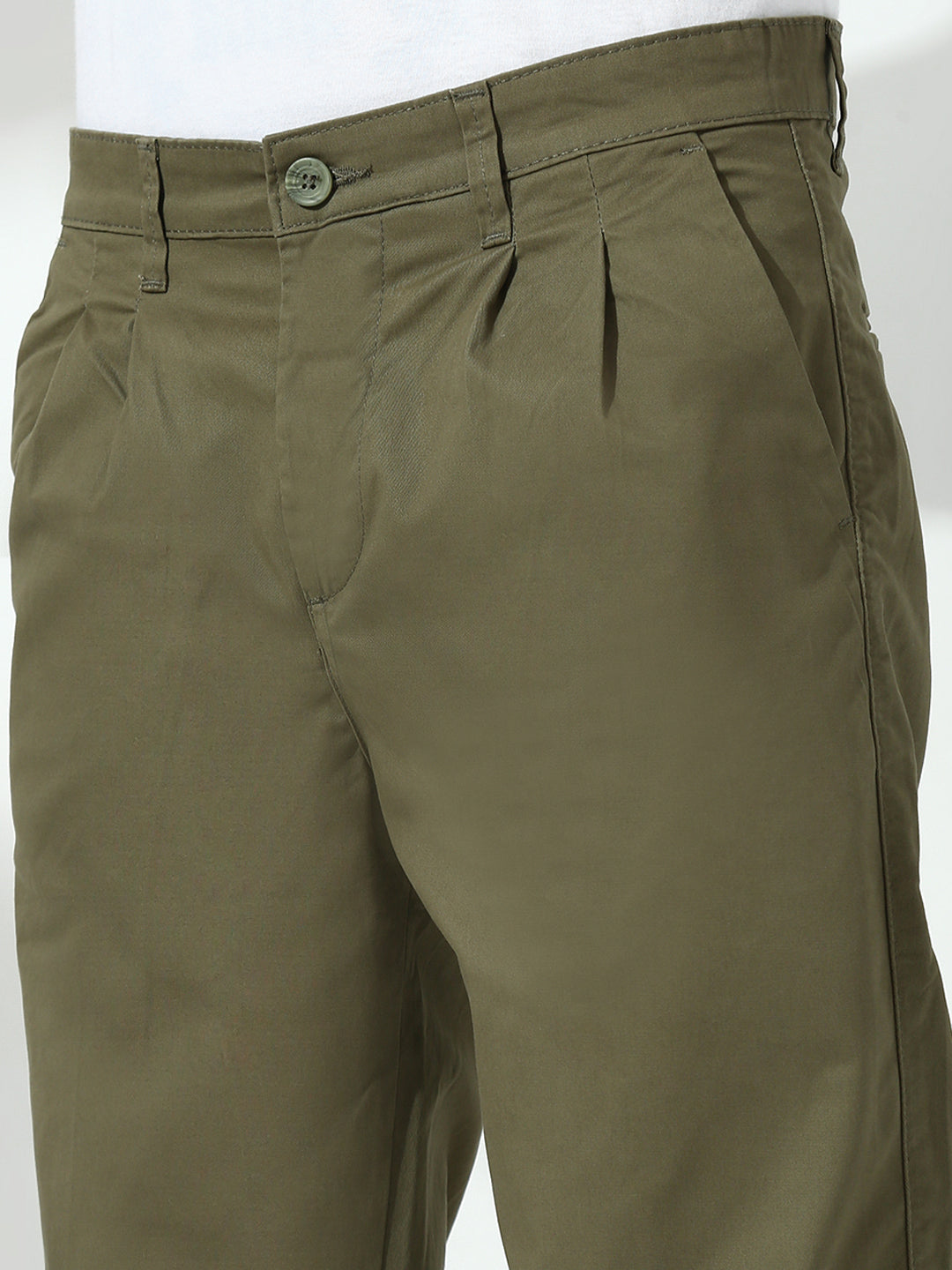 Sage Green Straight Fit Cotton Pant