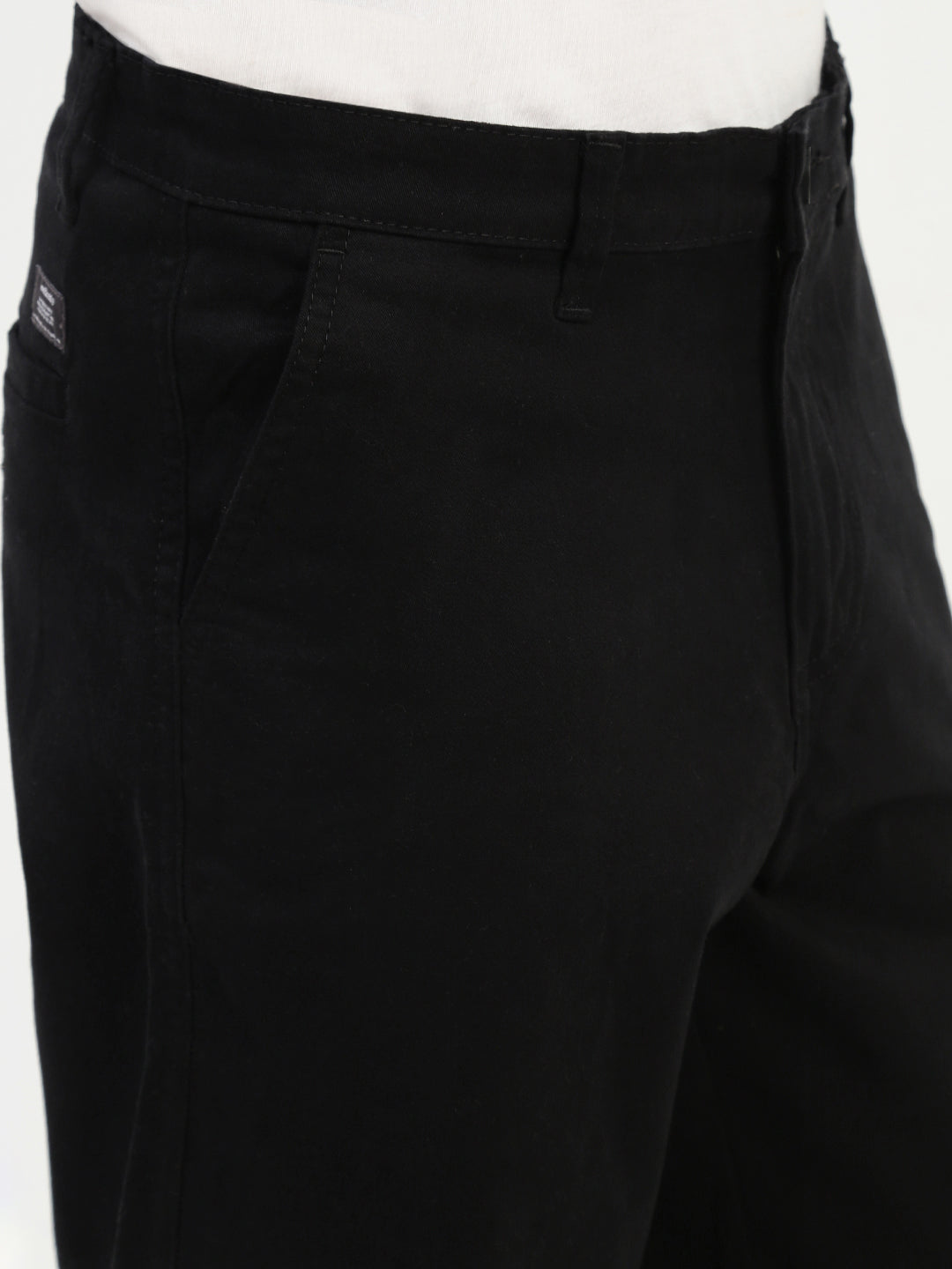 Black Straight Fit Cross Pocket Cotton Pants