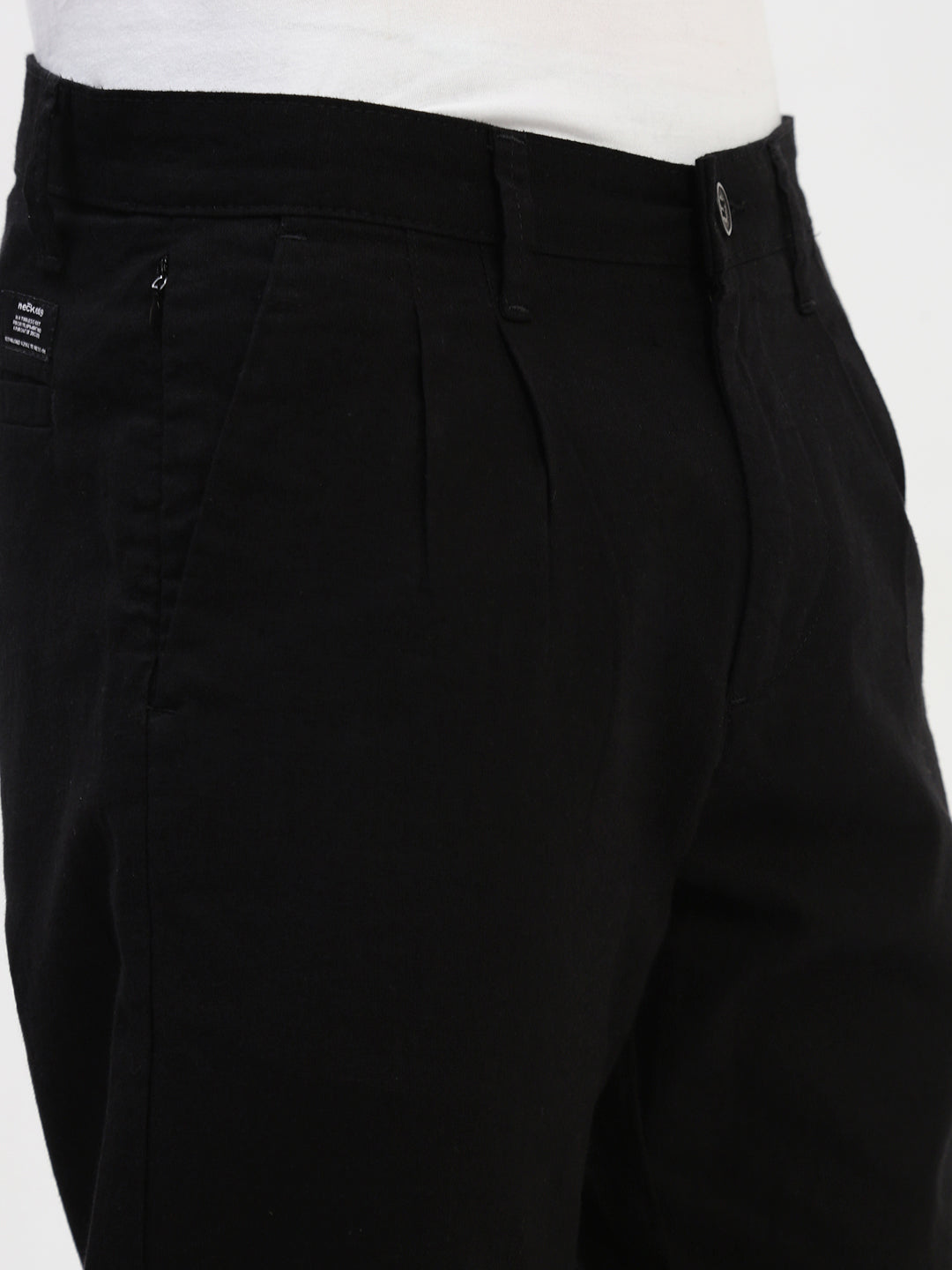 Black Relax Fit Cross Pocket Cotton Linen  Pants