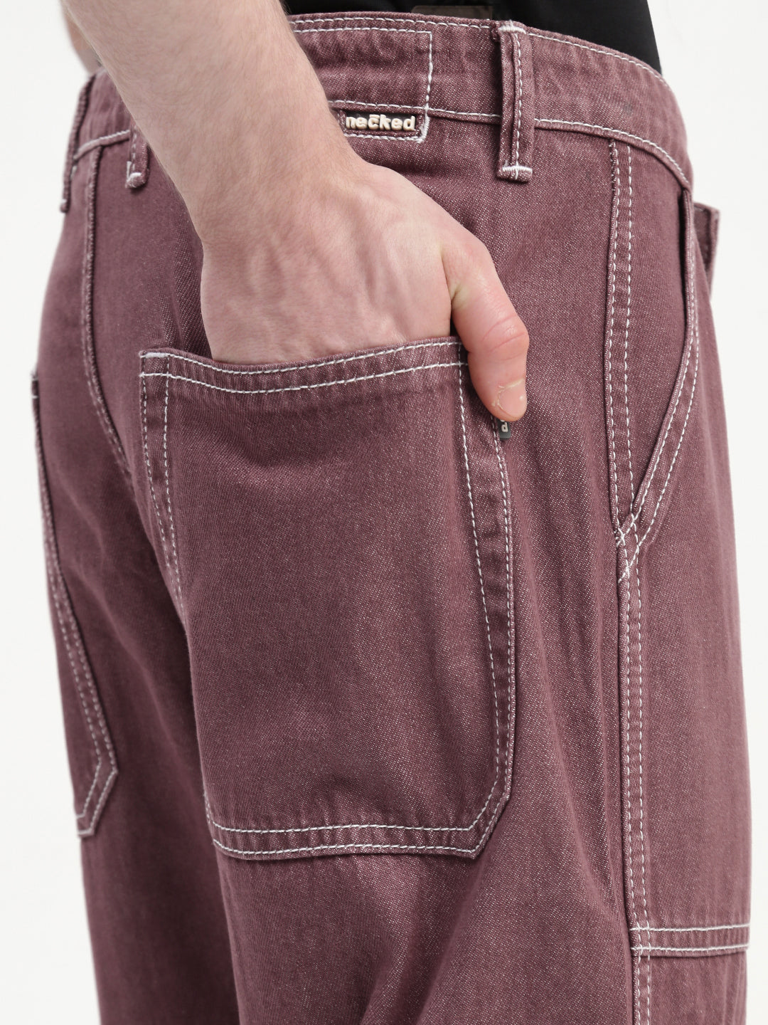 Wine Red Front Patch Pocket Loos Fit Cargo Paint