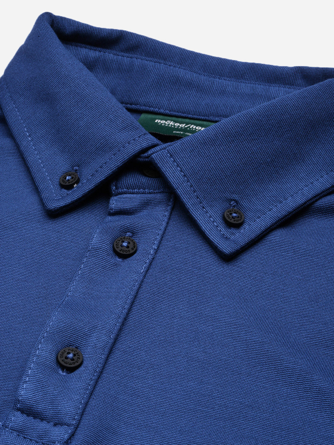 Royal Blue Down Button Polo Collar T-Shirt