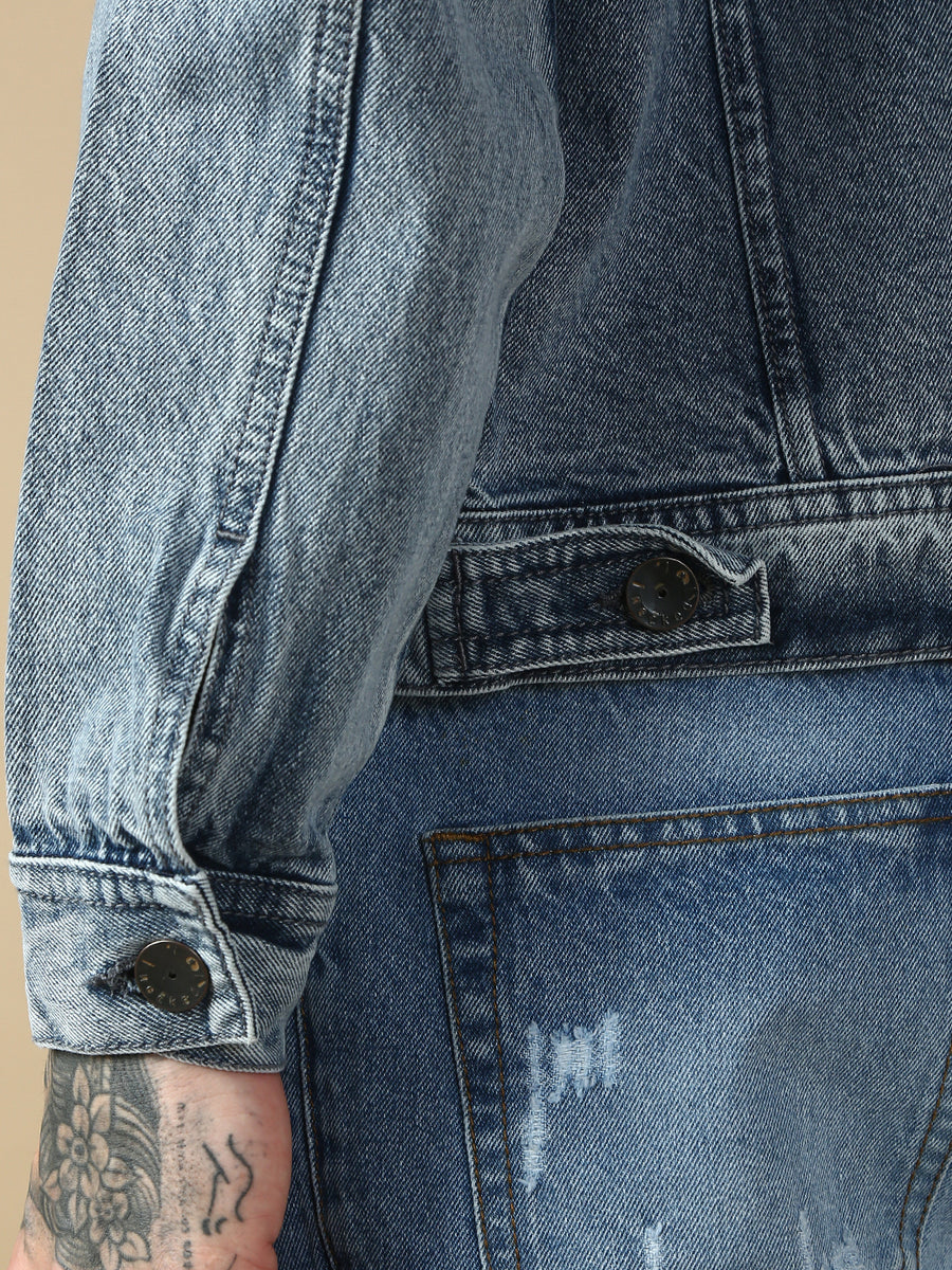 Light Blue Slim Fit Denim Jacket