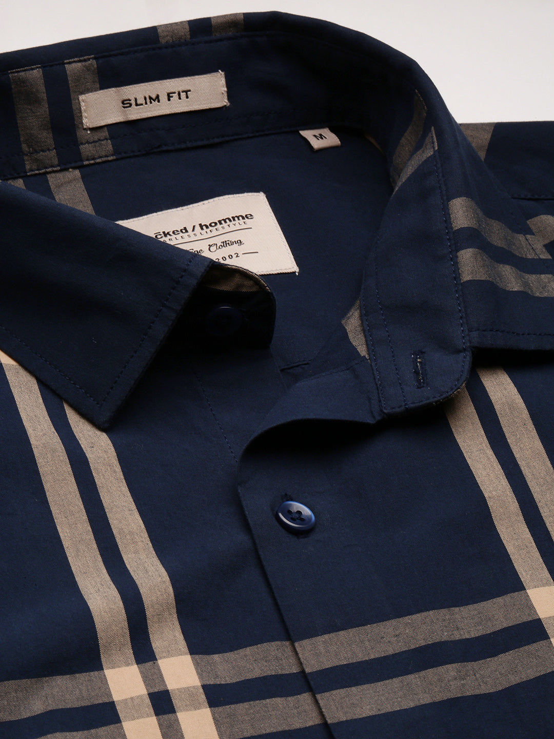Classic Cobalt Checks Shirt Without Pocket