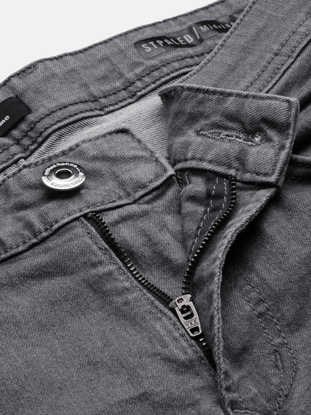 Gray Raw Wash Bootcut Jeans