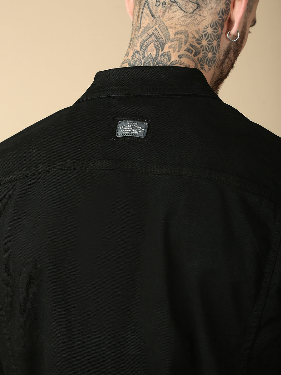 Black Over Dyeing Slim Fit Jacket