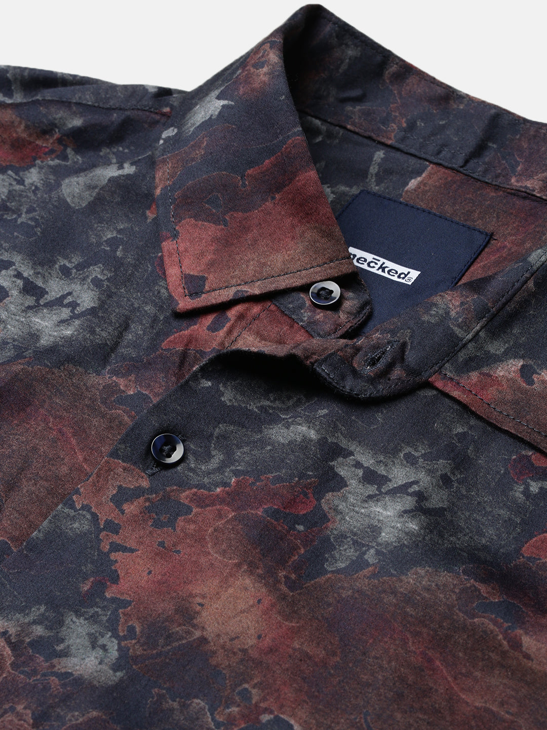Printed Satin Giza Cotton Shirt Without Pocket