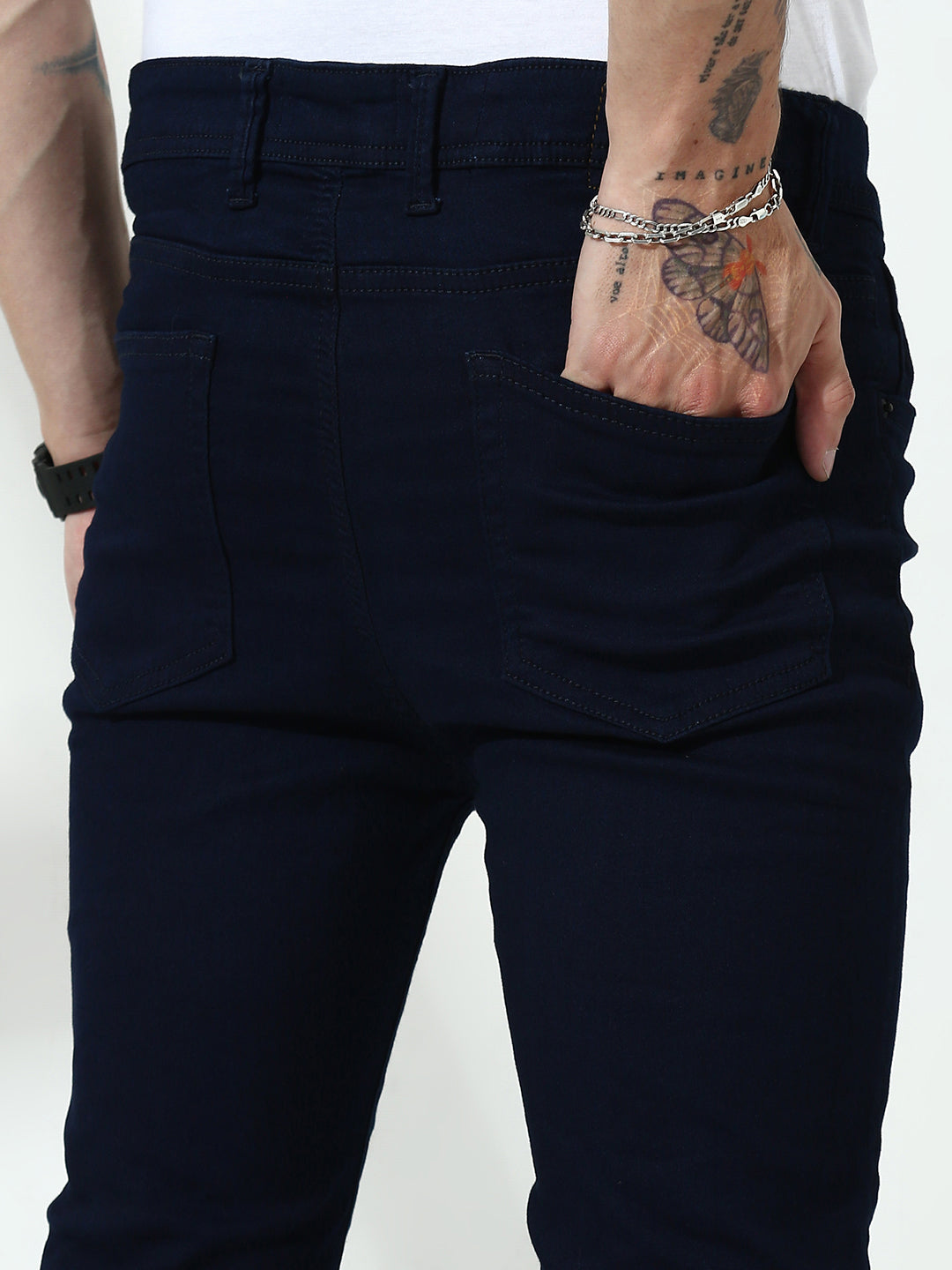 Navy Blue Raw Wash Skinny Fit Jeans