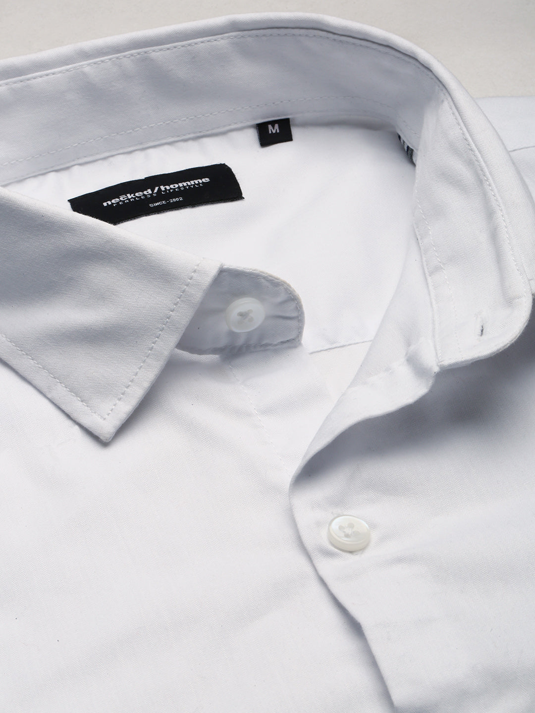 White Herringbone Shirt Without Pocket