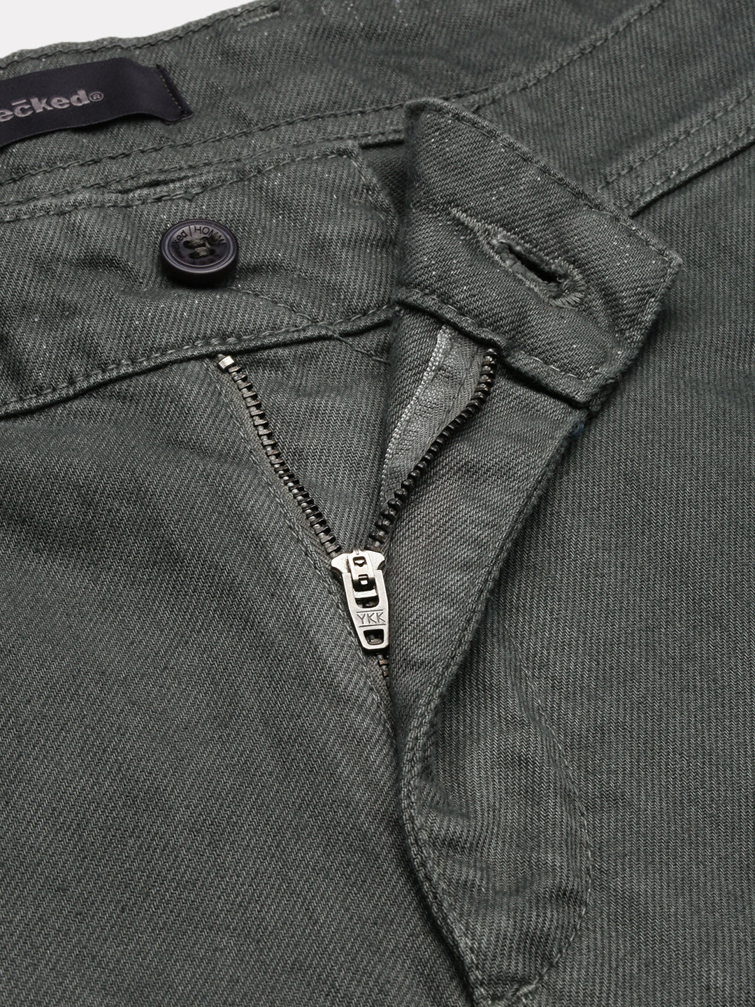 Olive Green Straight Fit Cotton Cross Pocket Jeans