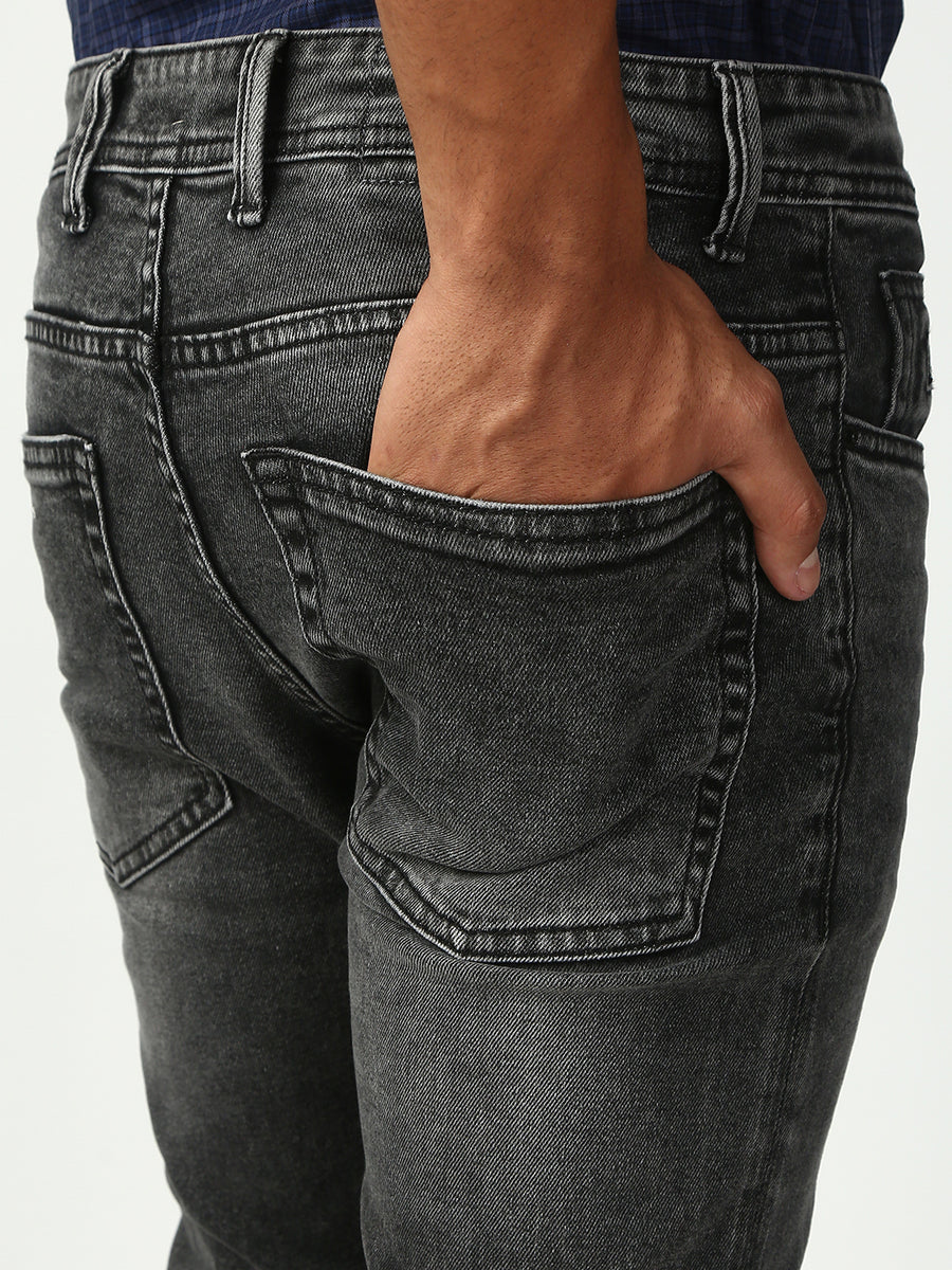 Gray Slim Fit Stretchable Jeans