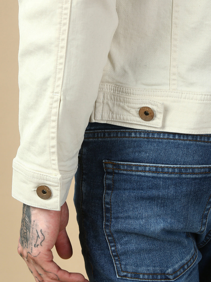 Beige Over Dyeing Slim Fit Jacket