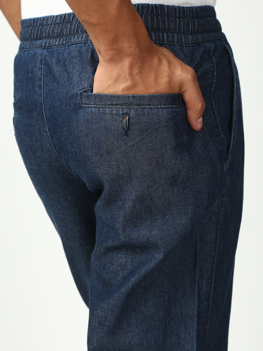 Blue Relax Fit Cross Pocket Cotton Pant