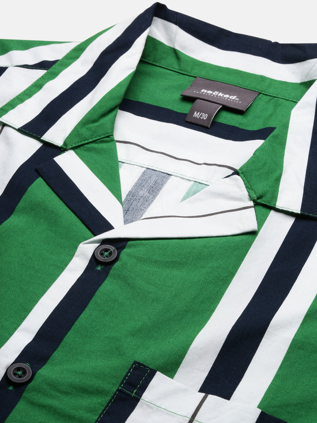 Stripe Half Sleeve Oversize Shirt With Pocket