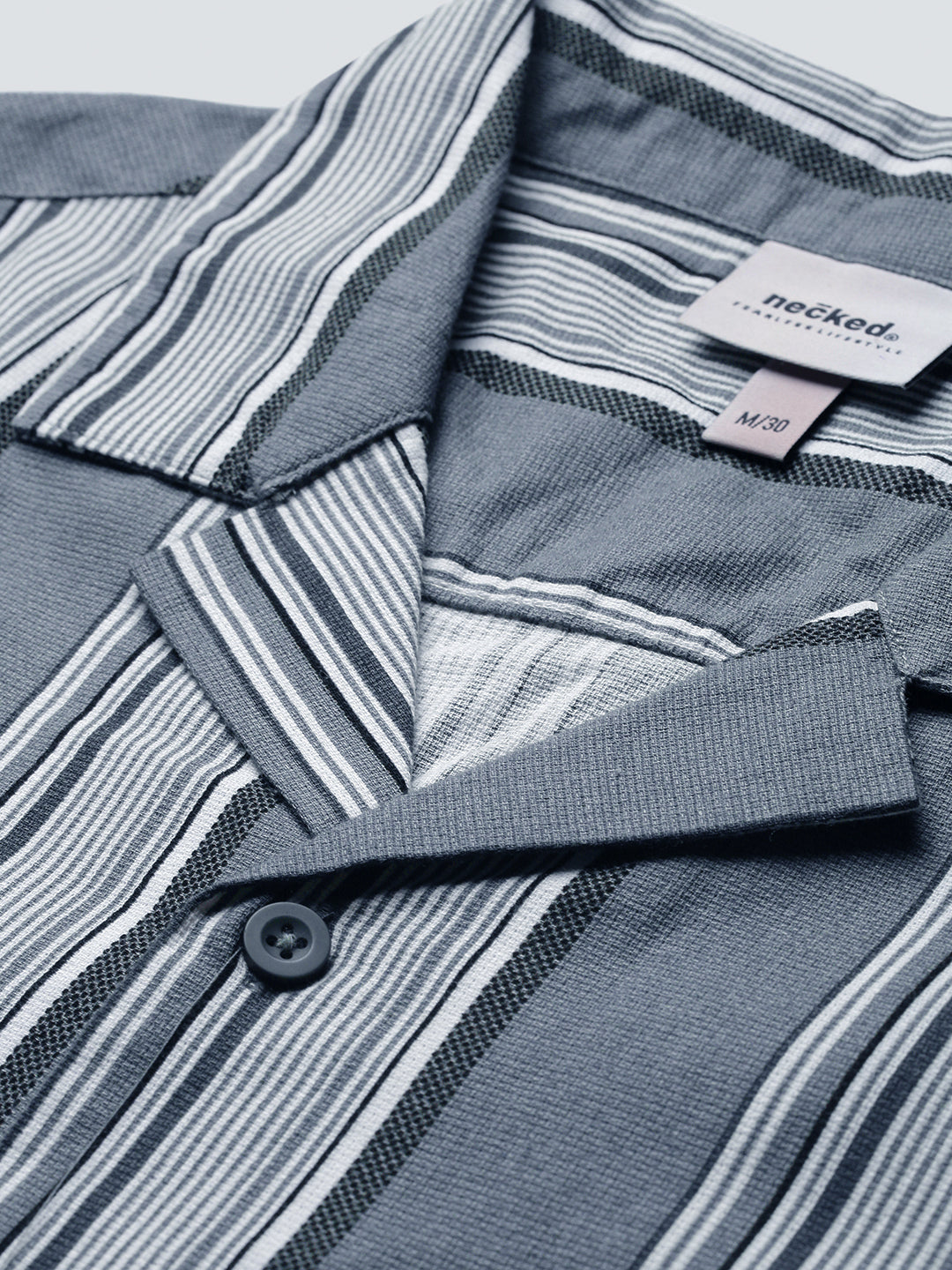 Self Stripe Half Sleeve Oversize Shirt With Pocket