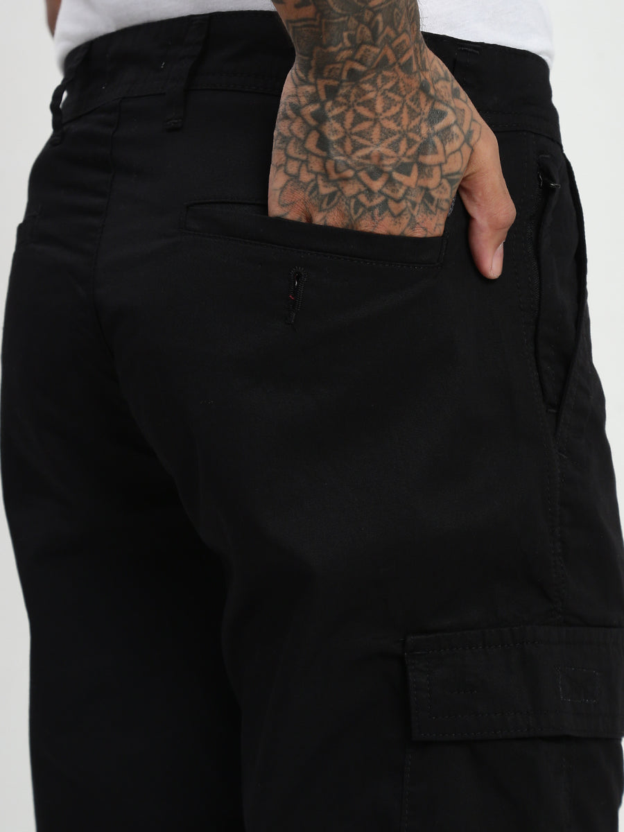 Black 9 Pocket Regular Fit Cargo Paint