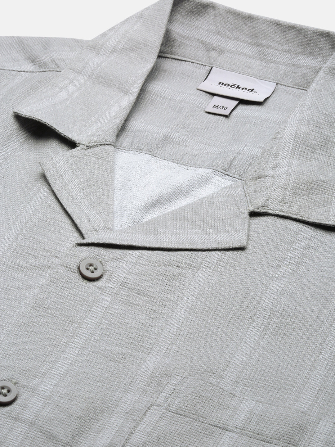 Self Stripe Half Sleeve Oversize Shirt With Pocket