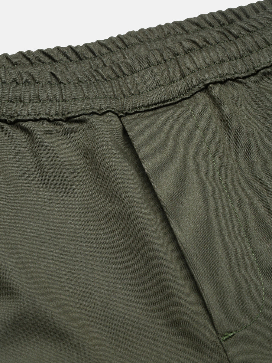 Oil Green Slim Fit Men’s Cotton Pants