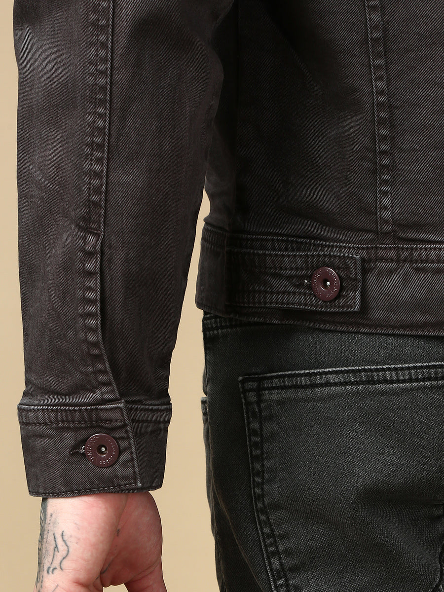 Brown Over Dyeing Slim Fit Jacket
