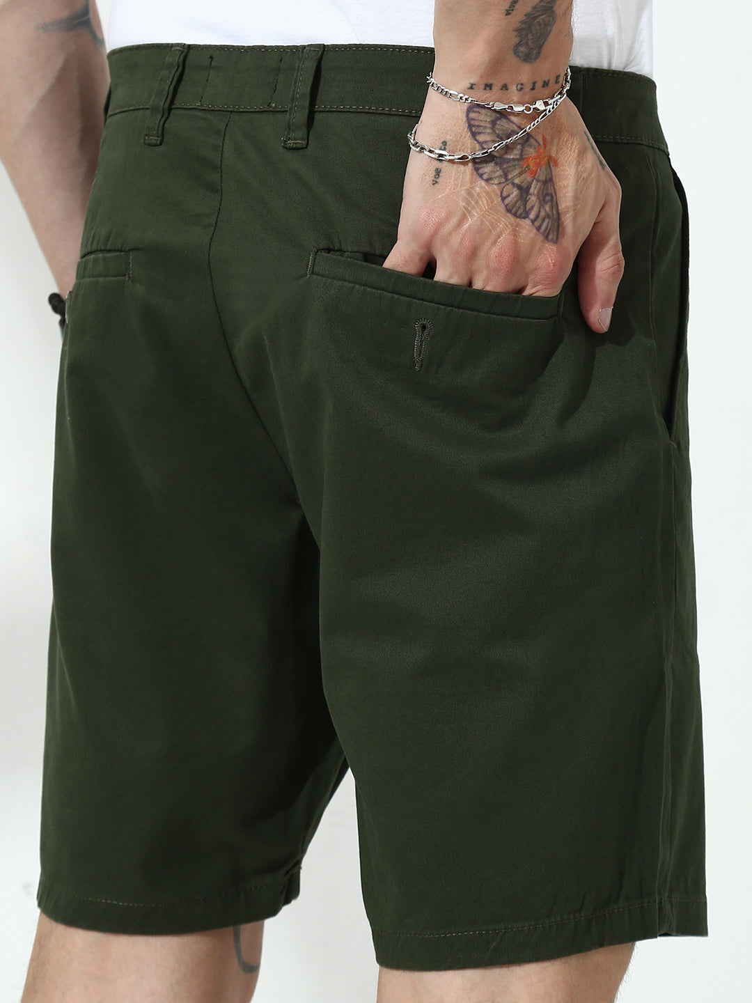 Olive Relax Fit Chinos Shorts