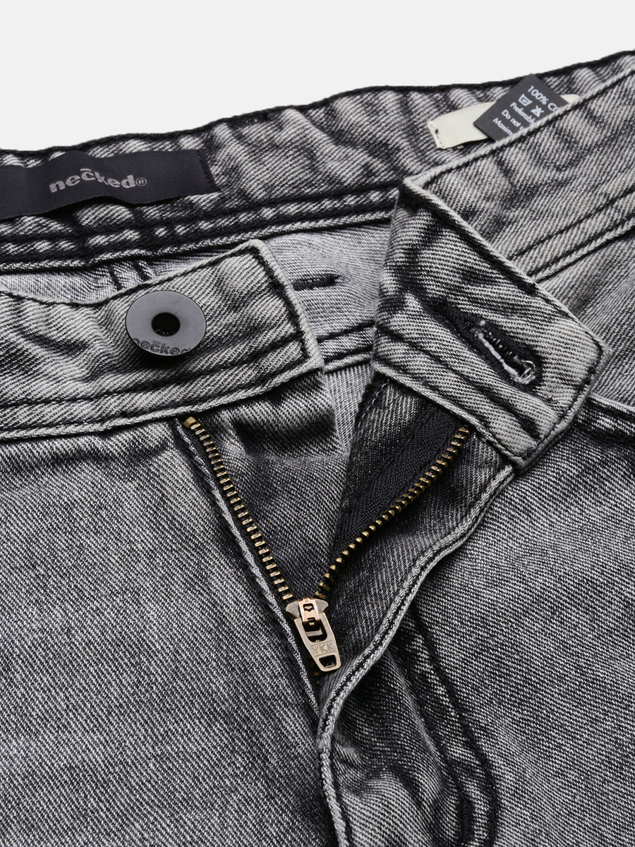 Gray Loose Fit Cotton Jeans
