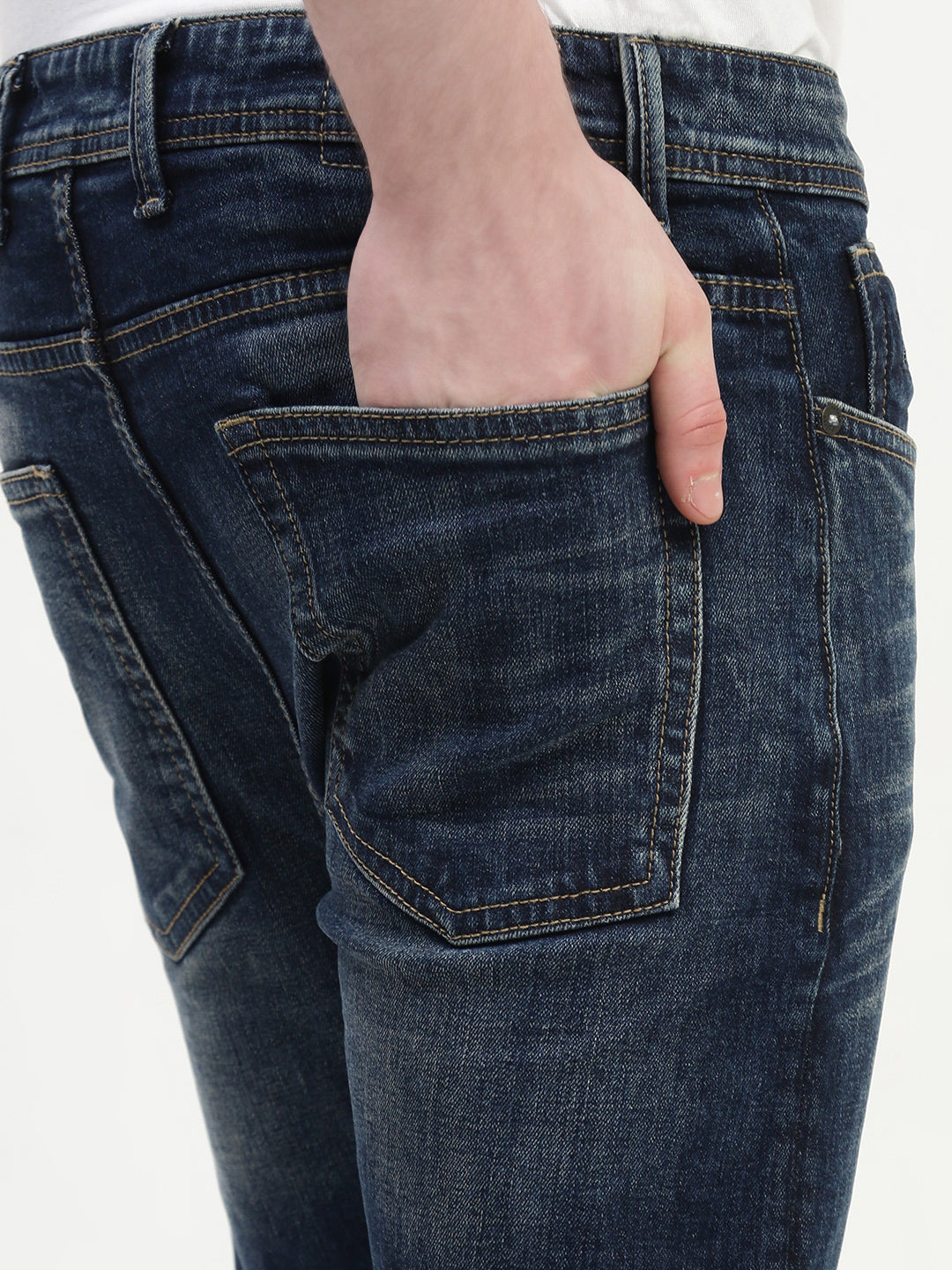 Vintage Blue Trapped Fit Stretchable Jeans