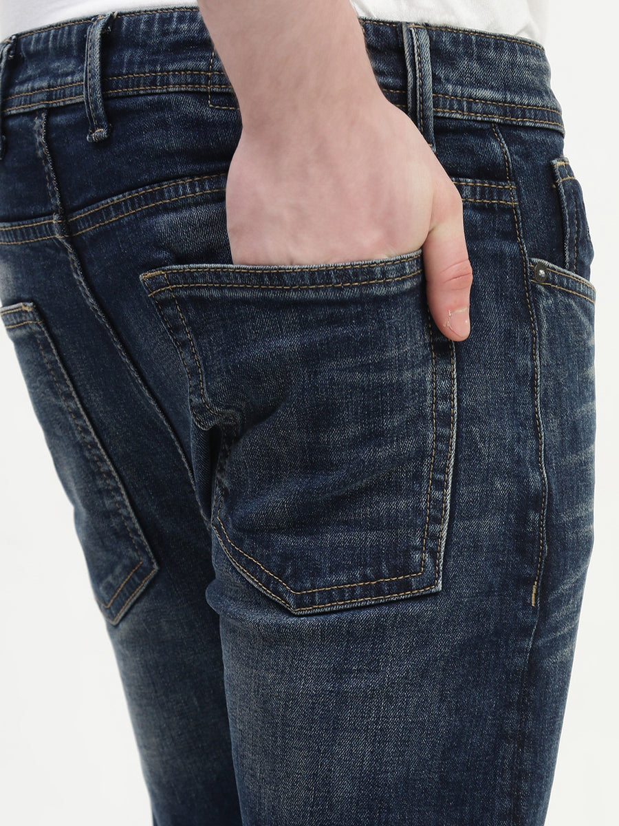 Vintage Blue Trapped Fit Stretchable Jeans