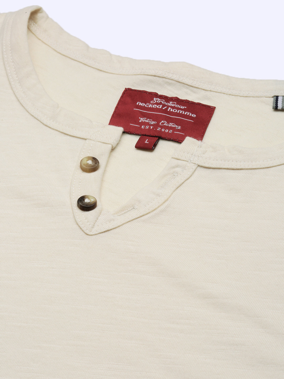 Natural Henley Neck Full Sleeve t-shirt