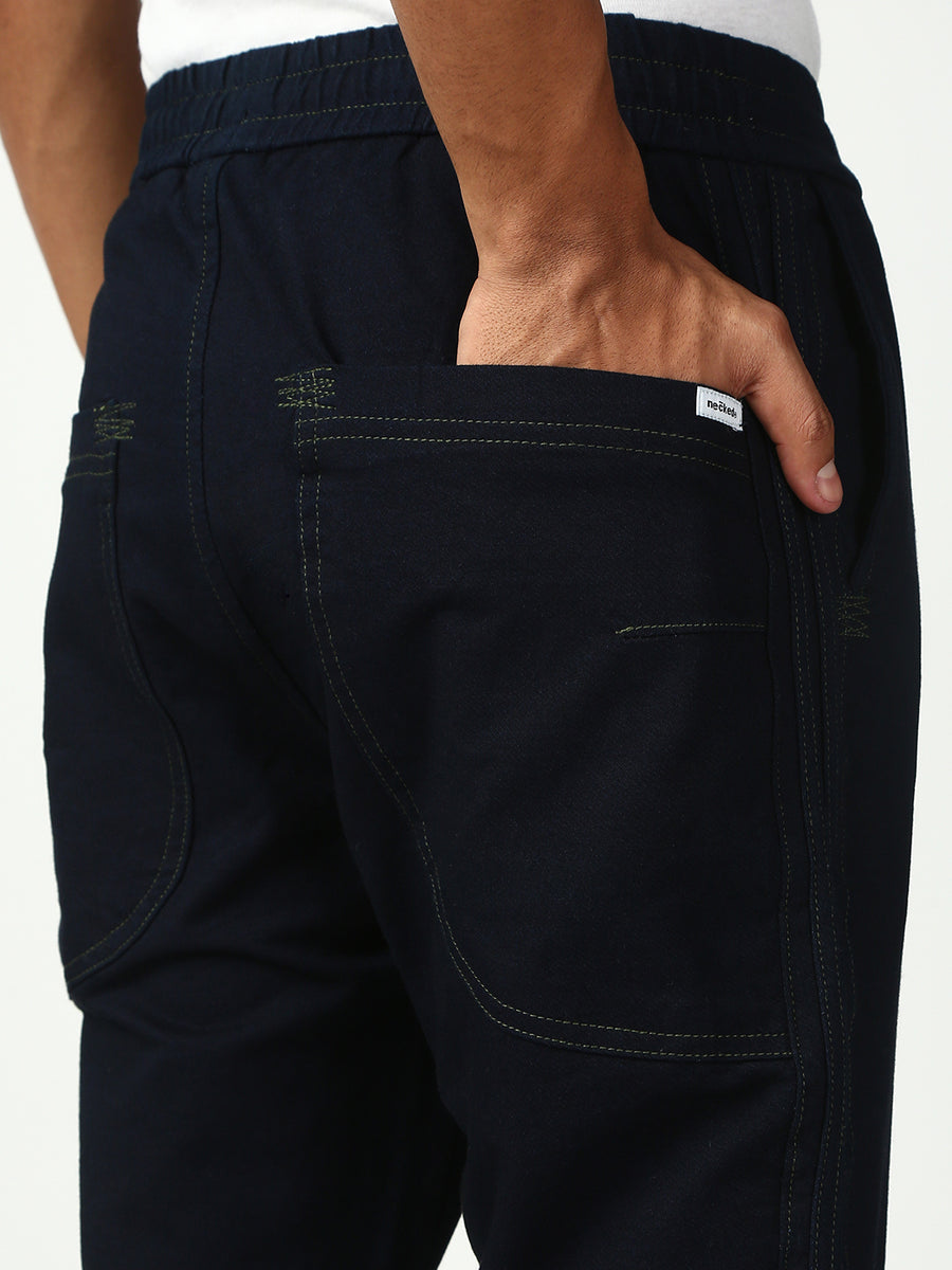 Blue Anti Fit Stretchable Jogger