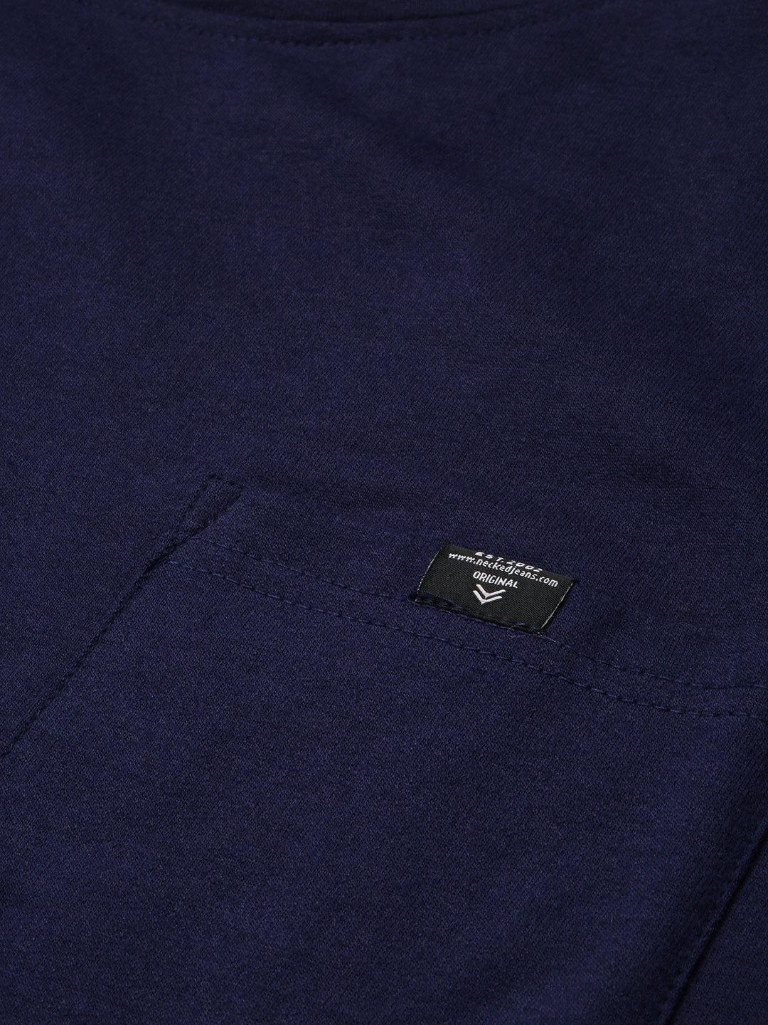 Navy Blue Cotton Sweat Shirt With Pocket
