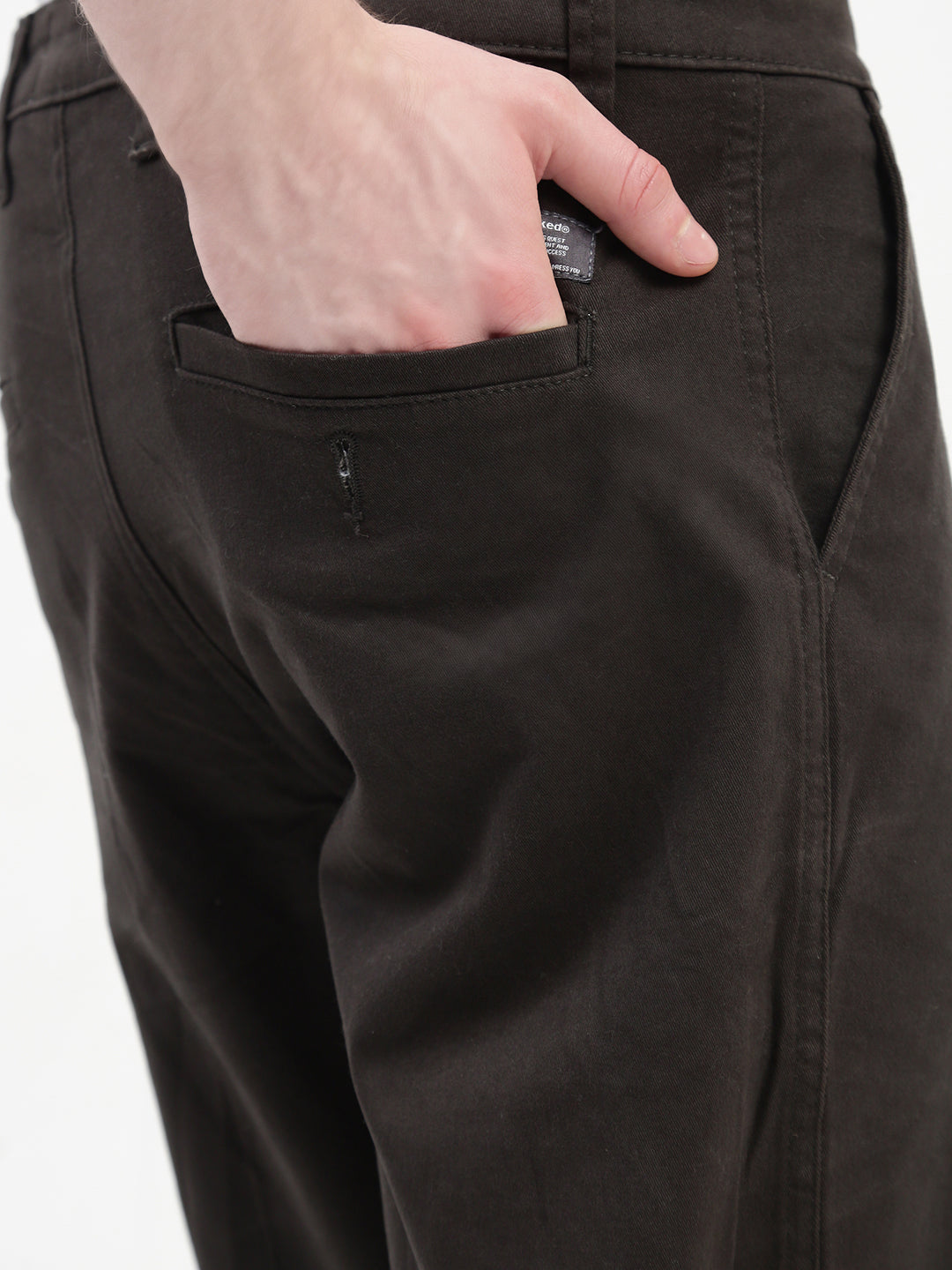 Dark Olive Straight Fit Cross Pocket Cotton Pants