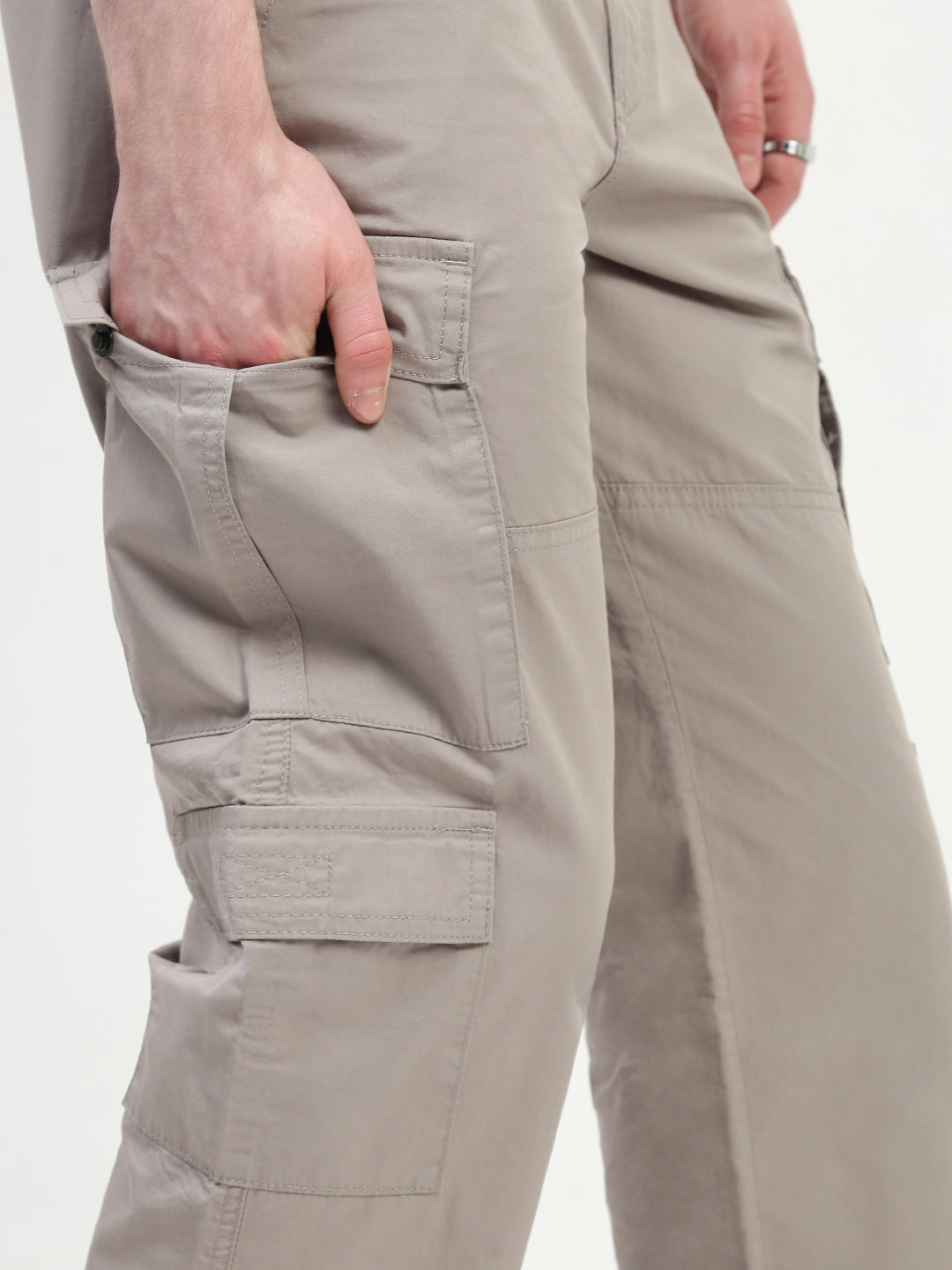 Gray 9 Pocket Regular Fit Cargo Paint