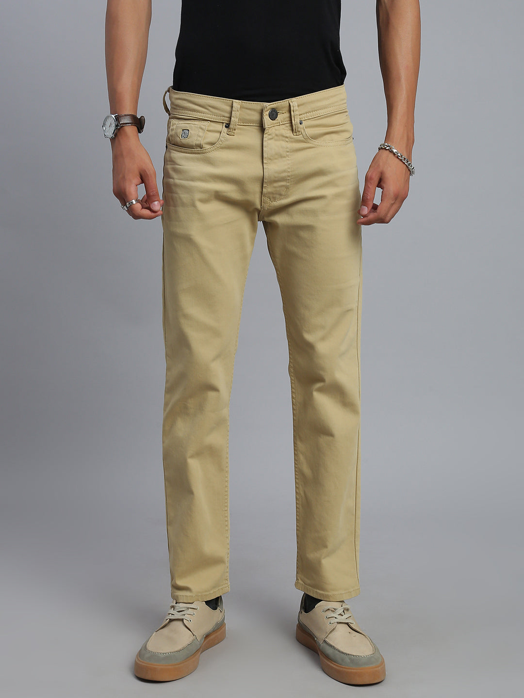 Soft Khakhi Comfort Slim Fit Stretchable Jeans