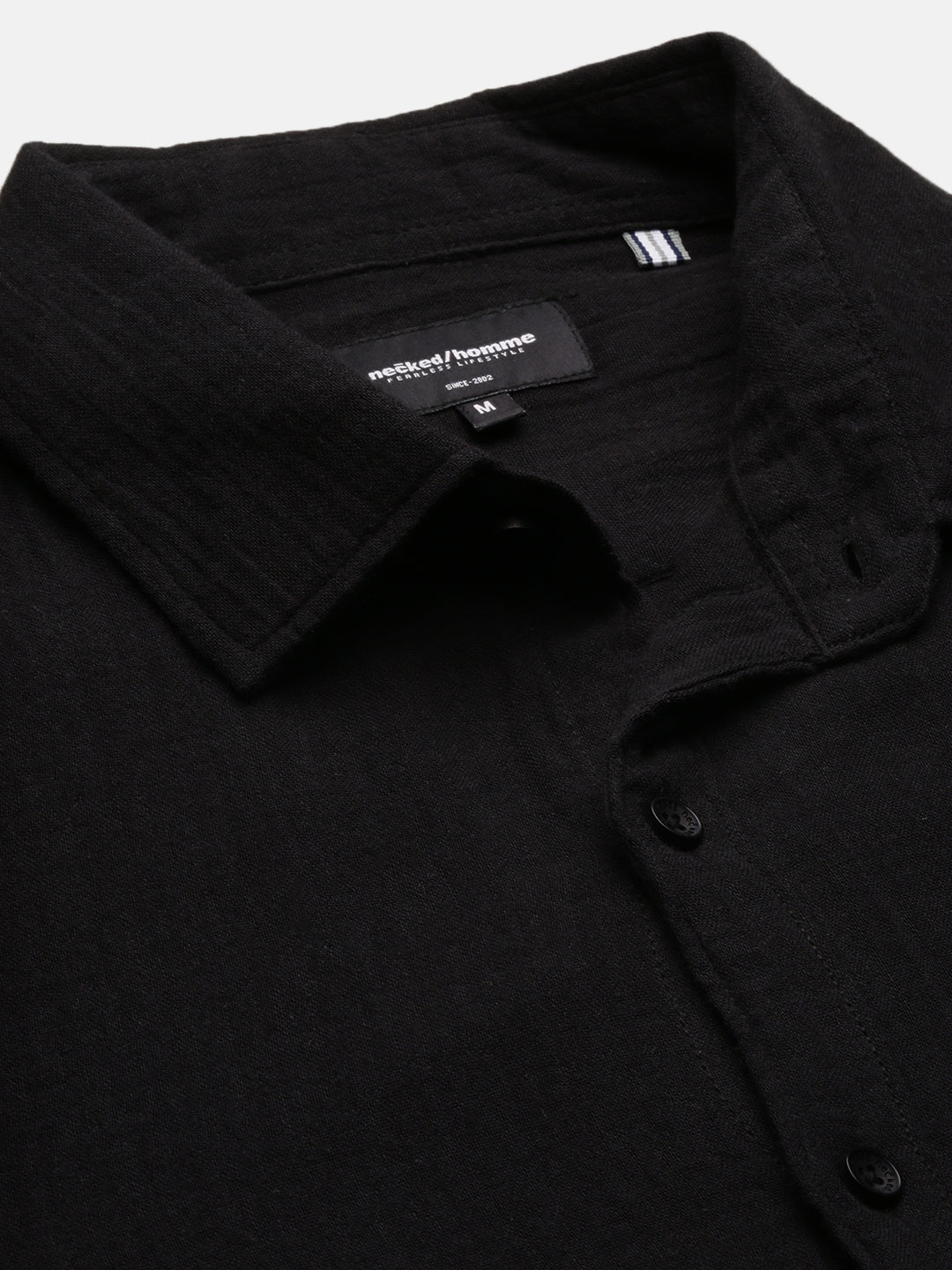 Black Doble Cloth Cotton Shirt Without Pocket
