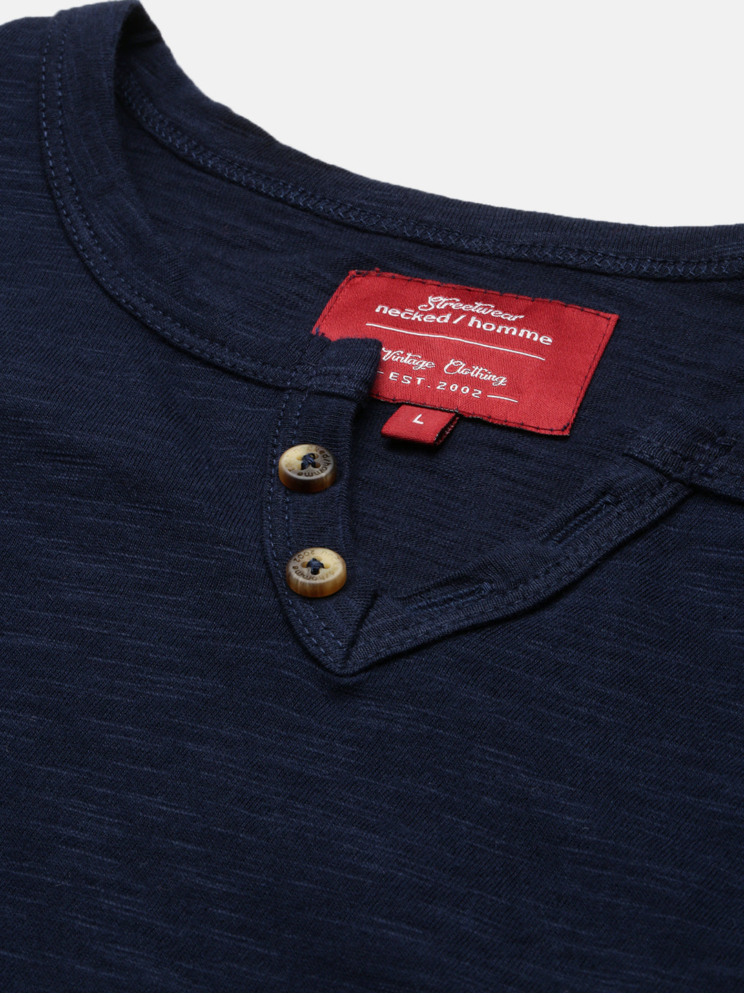 Navy Blue Henley Neck Full Sleeve t-shirt