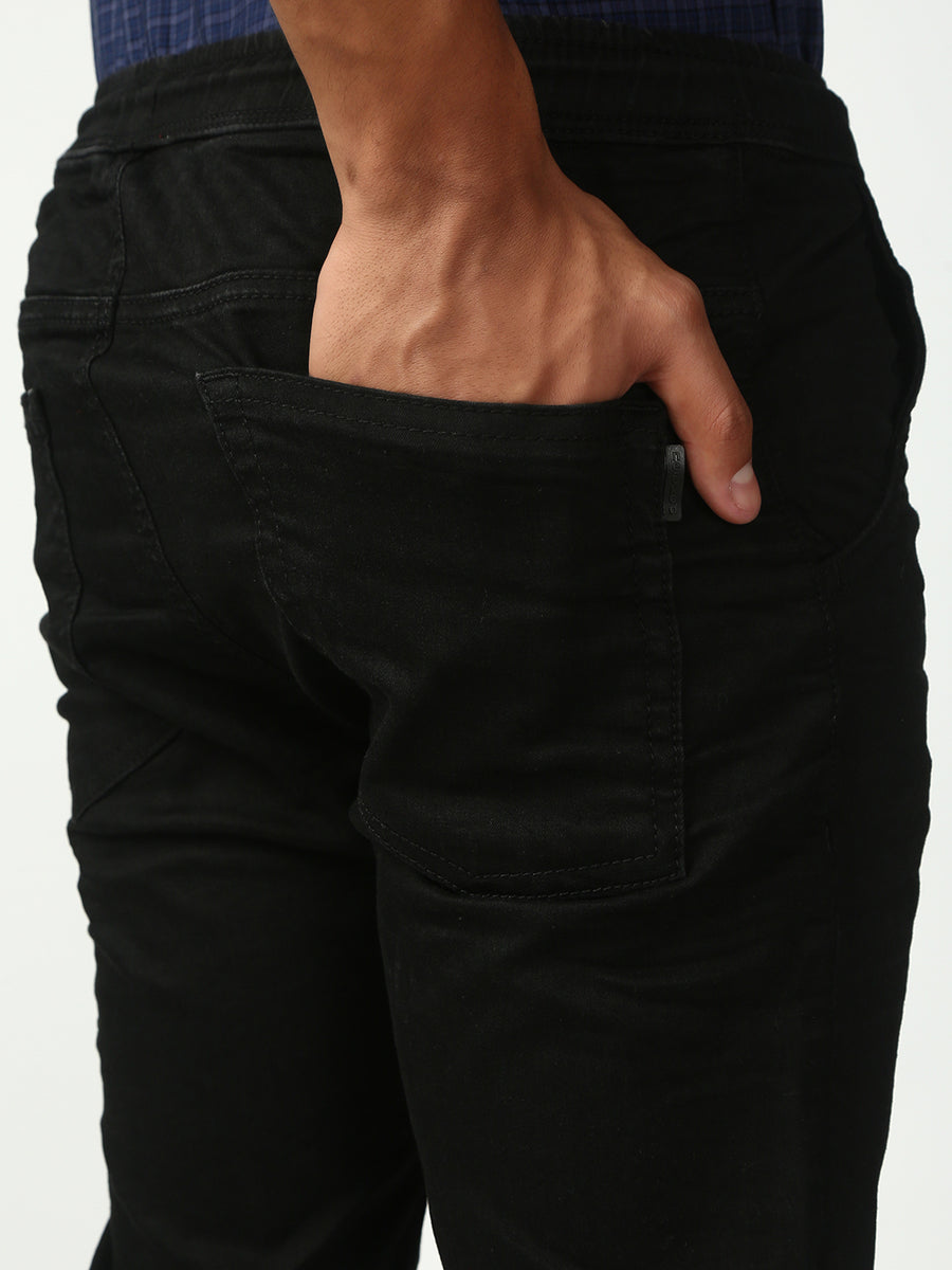 Black Skinny Elastic Belt Jeans