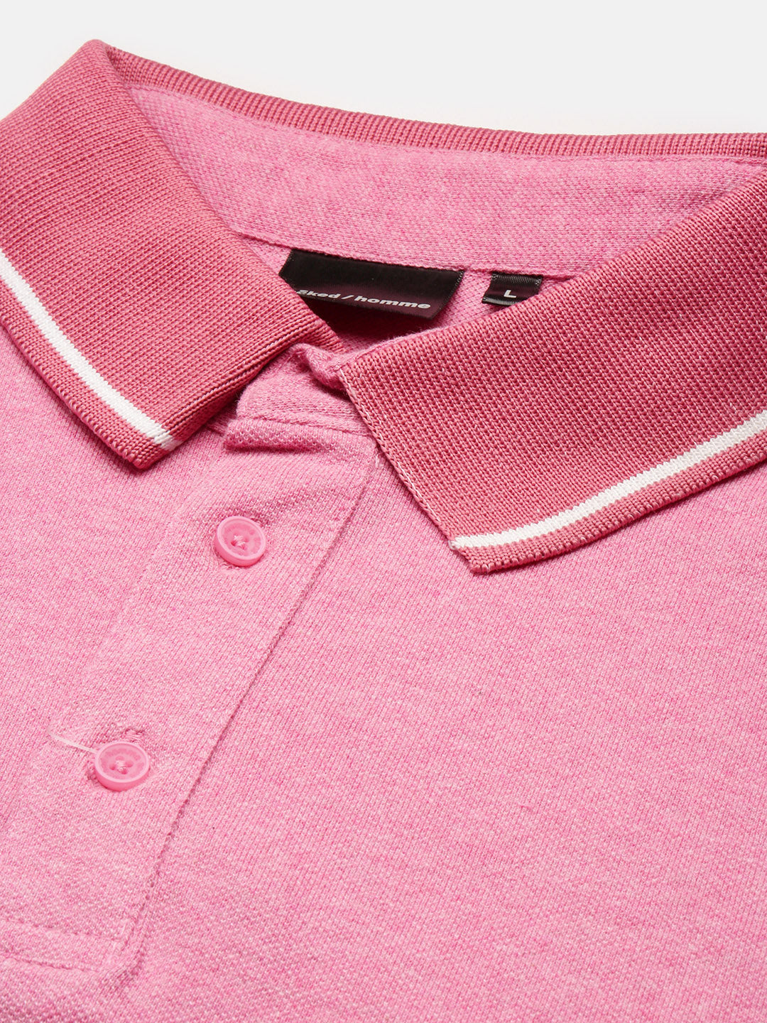 Pink Polo Collar Half T-Shirt