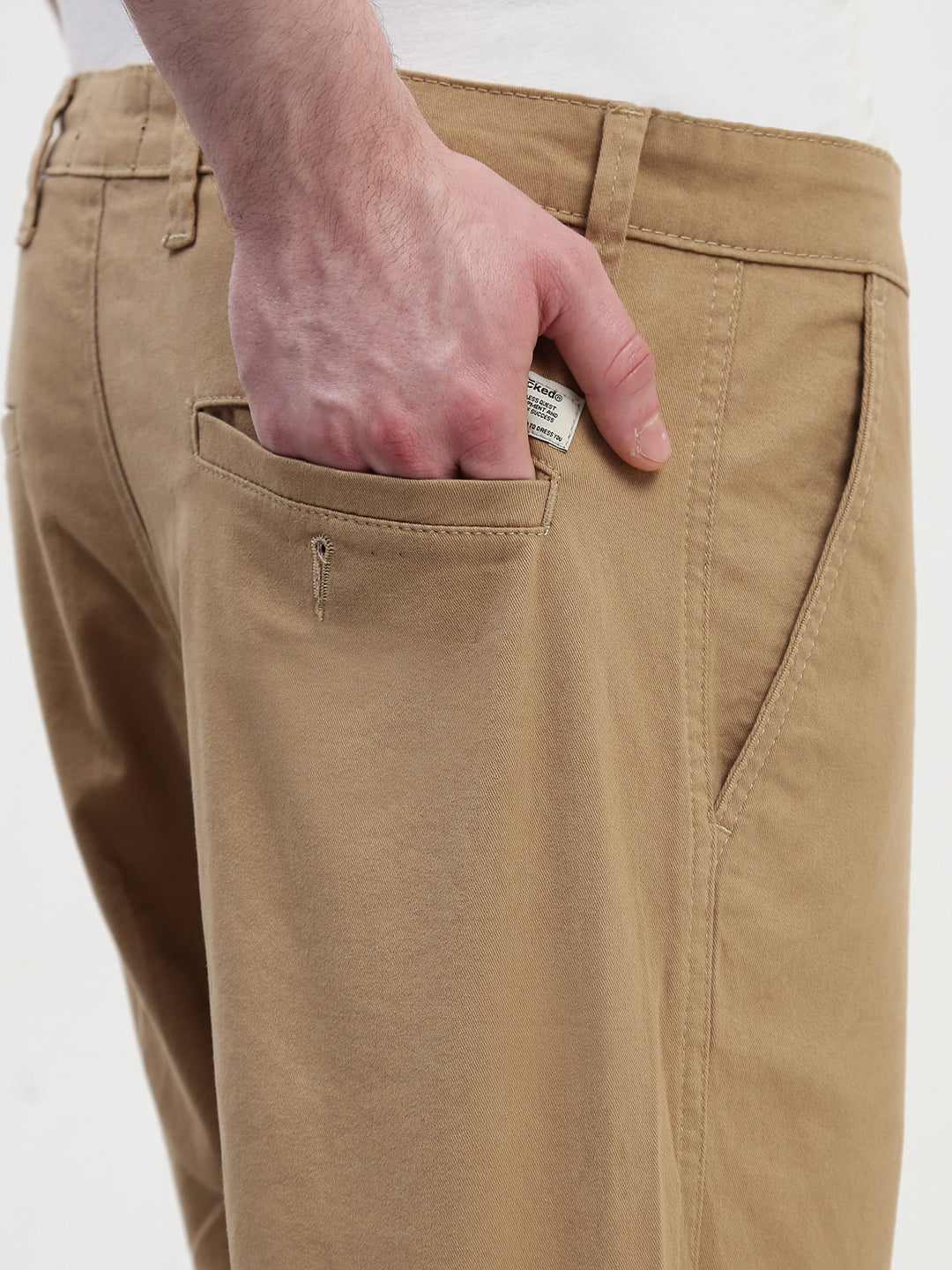 Khakhi Straight Fit Cross Pocket Cotton Pants