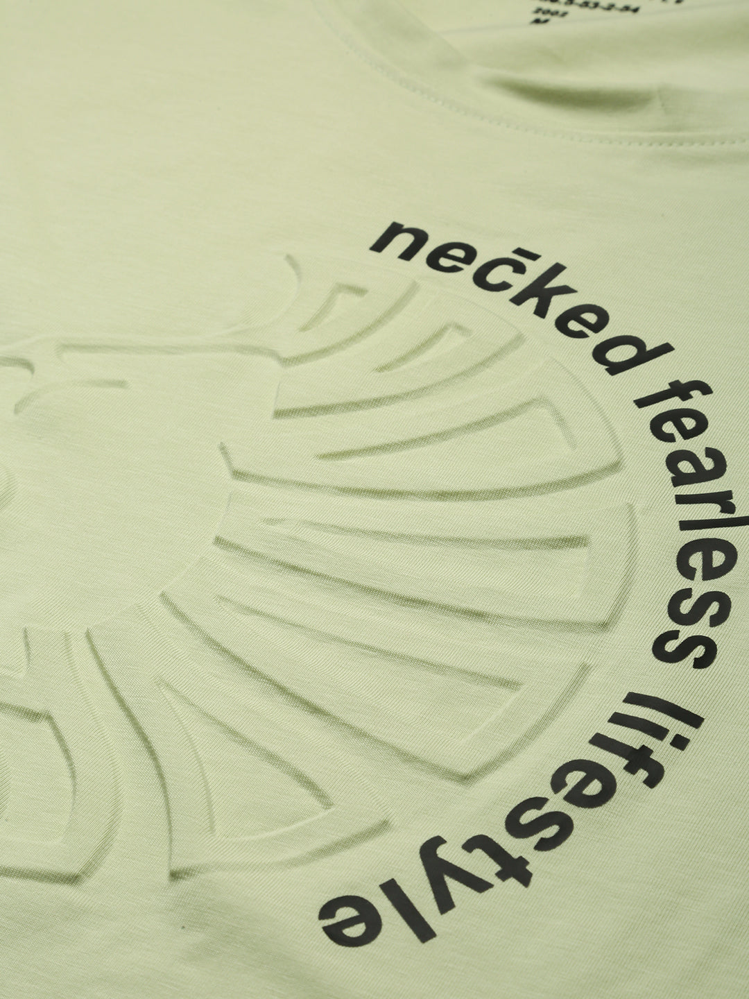 Pista Green Printed Round Neck T-Shirt