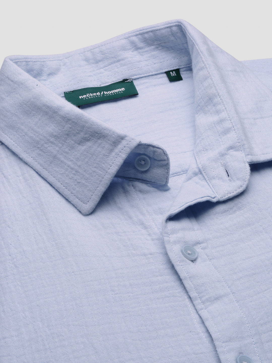 Ice Blue Doble Cloth Cotton Shirt With Pocket