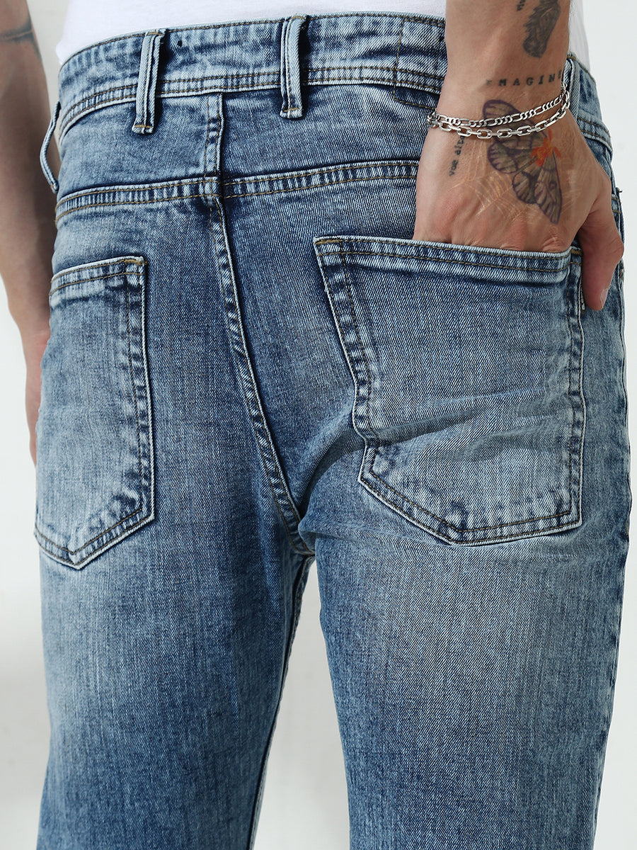 Light Blue Stretch Trapped Fit Jeans