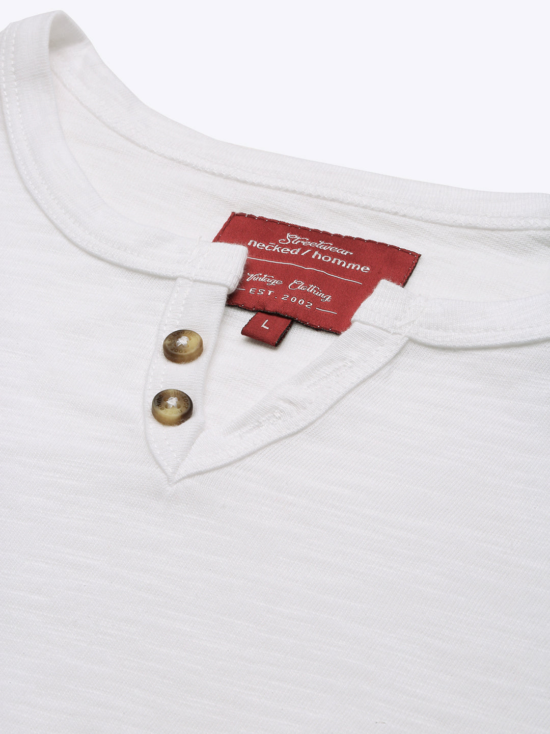 White Henley Neck Full Sleeve t-shirt