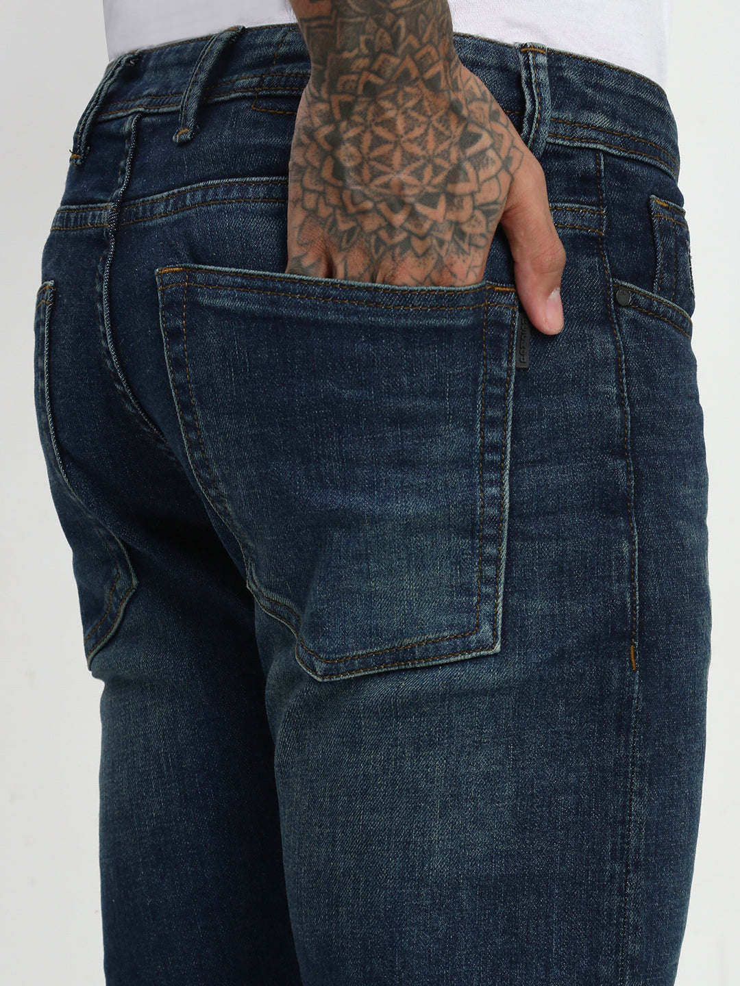 Vintage Blue Poly Stretch Trapped Fit Jeans