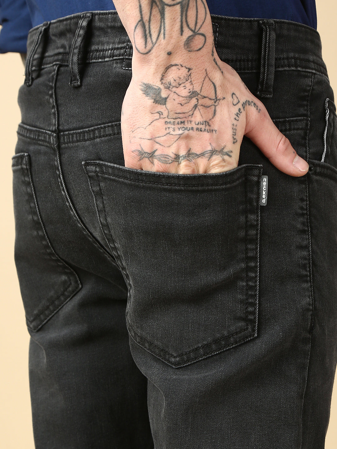 Carbon Black Selvedge Slim Straight Stretchable Jeans
