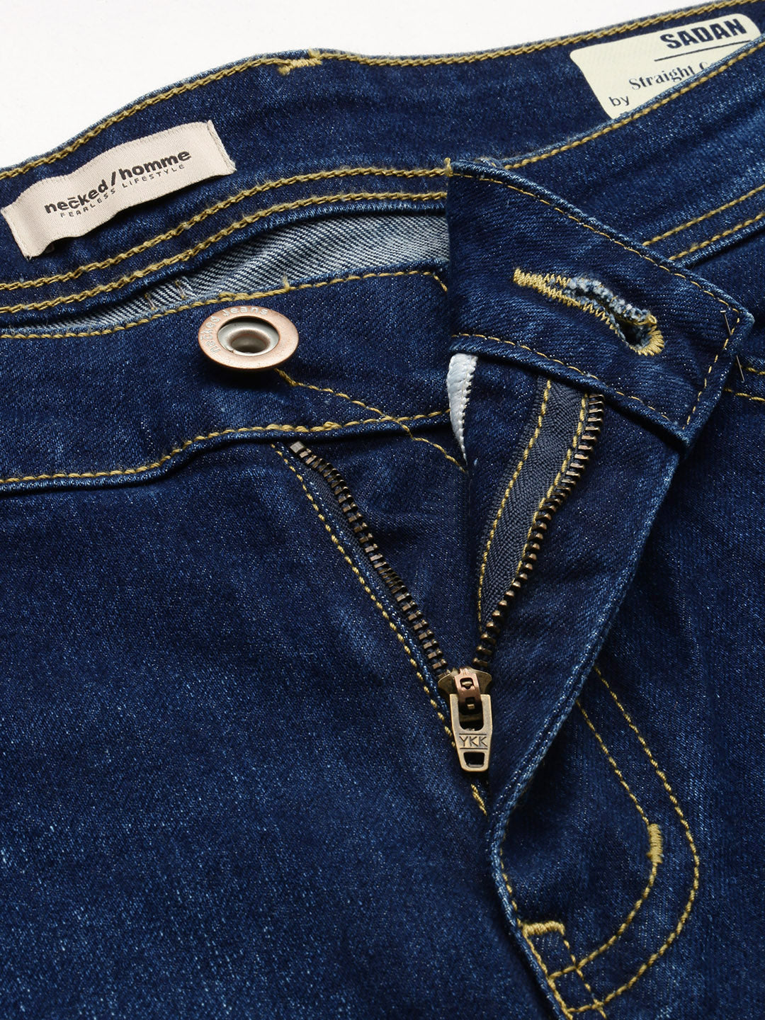 Vintage Indigo Blue Straight Fit Stretchable Jeans